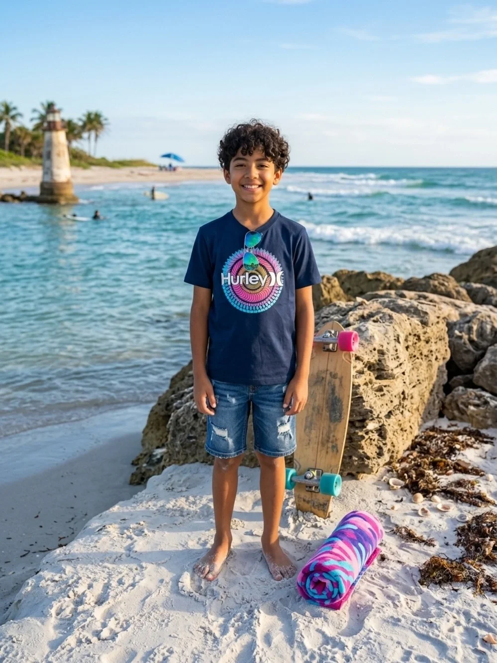 ⁠Hurley Boys Graphic T-Shirt Blue Size M 8 New With Tags⁠